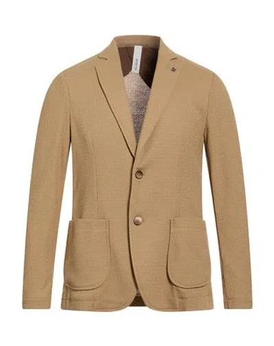 Distretto 12 Man Blazer Camel Size 38 Polyester, Cotton, Elastane In Beige