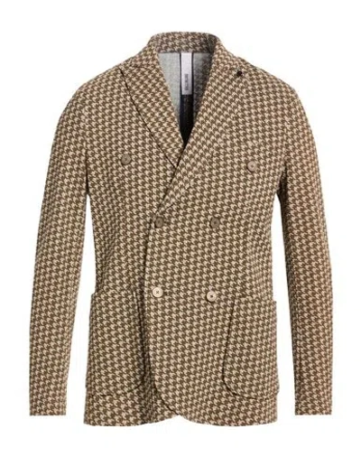 Distretto 12 Man Blazer Khaki Size 42 Cotton, Polyester, Elastane In Brown