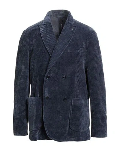 Distretto 12 Man Blazer Navy Size 44 Polyester, Elastane In Animal Print