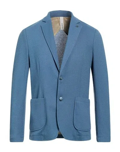 Distretto 12 Man Blazer Slate Blue Size 40 Polyester, Cotton, Elastane