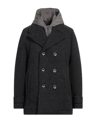 Distretto 12 Man Coat Charcoal Size 44 Virgin Wool, Polyester, Acrylic In Grey