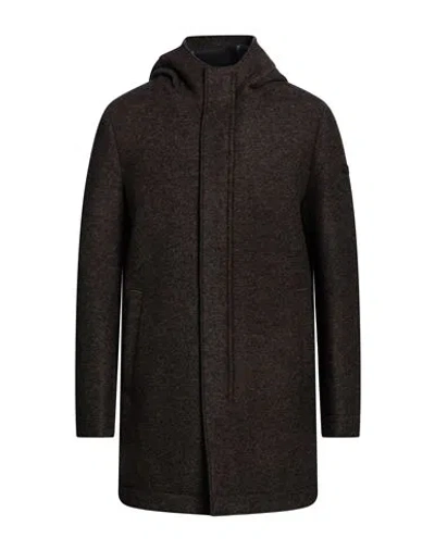 Distretto 12 Man Coat Dark Brown Size Xl Polyester, Viscose, Virgin Wool