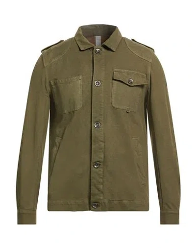 Distretto 12 Man Jacket Military Green Size 40 Cotton, Elastane