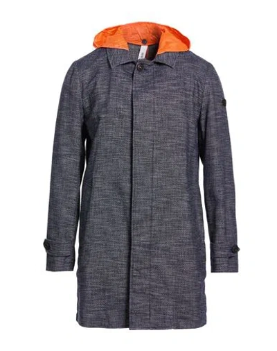 Distretto 12 Man Overcoat & Trench Coat Navy Size 40 Cotton, Polyester In Blue