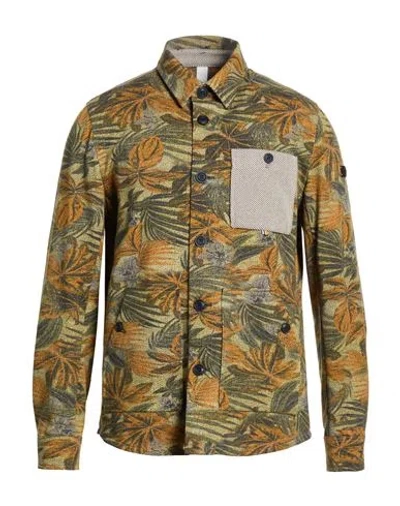 Distretto 12 Man Shirt Military Green Size 40 Cotton, Elastane In Multi