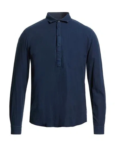 Distretto 12 Man Shirt Navy Size 40 Cotton In Blue