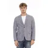 Distretto12 Blue Polyester Blazer In Gray