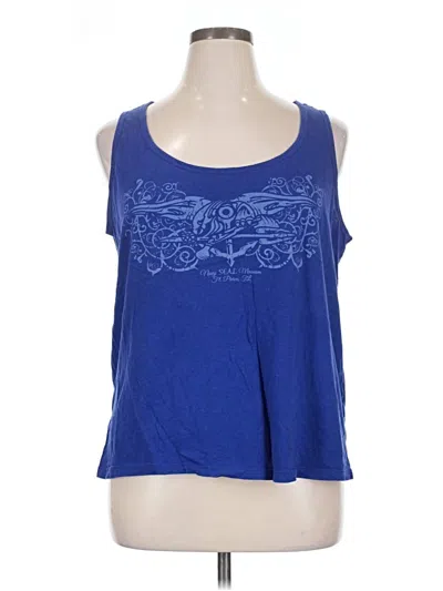 Pre-owned District Tank Top Blue Halter Neckline Tops