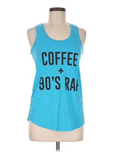 Pre-owned District Tank Top Blue Halter Neckline Tops