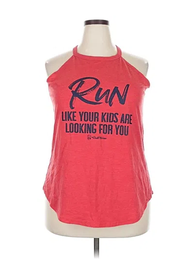 Pre-owned District Tank Top Red Halter Neckline Tops