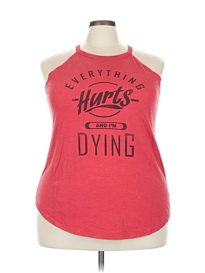 Pre-owned District Tank Top Red Halter Neckline Tops