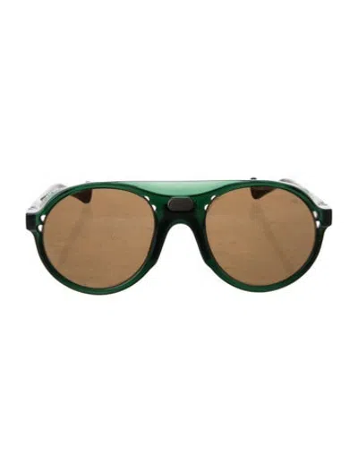 Pre-owned District Vision Aviator Tinted Sunglasses In Green