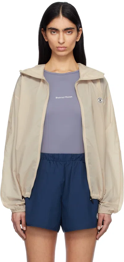 District Vision Beige Cropped Ultralight Wind Sport Jacket In Chalk