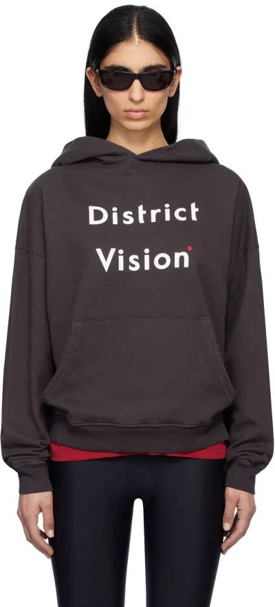 District Vision Black California Cotton Hoodie In Black Wordmark