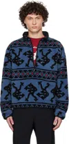 District Vision Blue Half-zip Pile Fleece Jacket In Blue Arrow