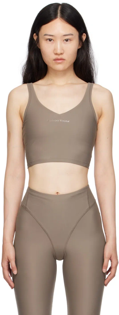 District Vision Brown Long Line Sport Bra In Silt