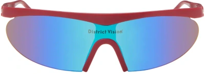 District Vision Burgundy Koharu Eclipse Sunglasses In Metallic Red, Blue M