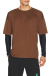 District Vision Compression Boxy Training Tee In Brown