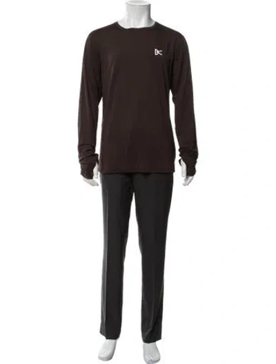 Pre-owned District Vision Crew Neck Long Sleeve T-shirt In Brown