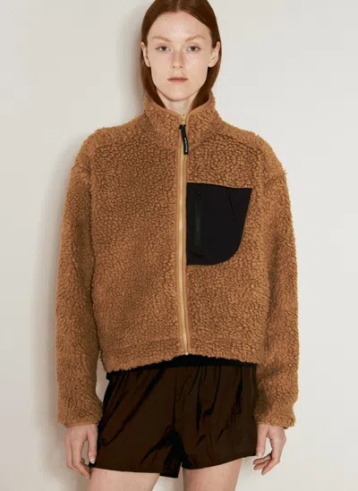 District Vision Cropped High-pile Wool Fleece Jacket In Brown