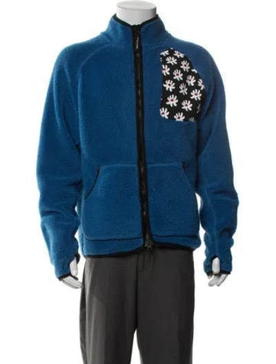 Pre-owned District Vision Graphic Print Bomber Jacket In Blue