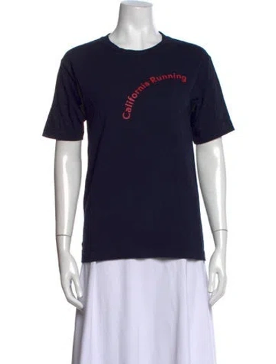 Pre-owned District Vision Graphic Print Crew Neck T-shirt In Blue