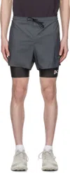 District Vision Ripstop Layered Trail Shorts In Charcoal/slate Brown