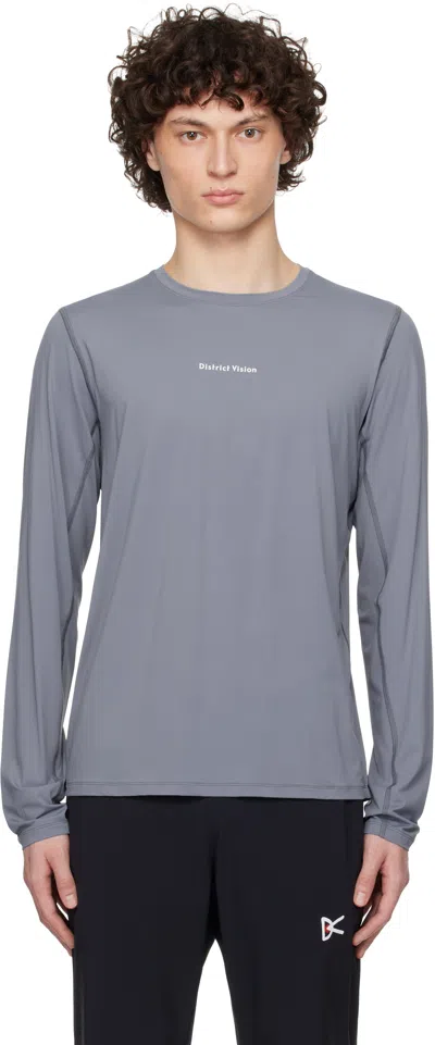 District Vision Gray Ultralight Aloe Long Sleeve T-shirt In Marine