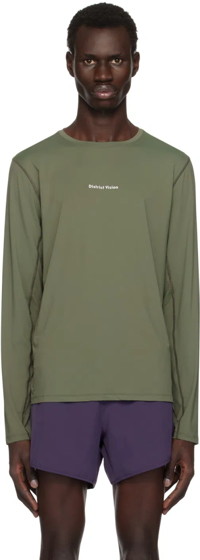 District Vision Green Ultralight Aloe Long Sleeve T-shirt In Sage