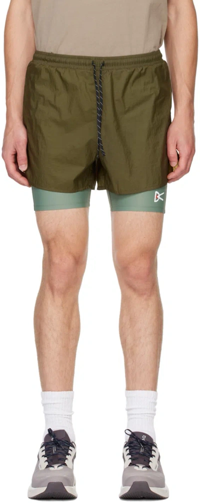 District Vision Khaki Ripstop Layered Trail Shorts In Olive