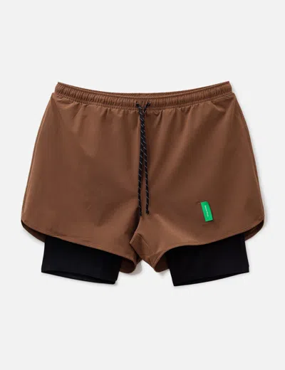 District Vision Layered Training Shorts In Brown