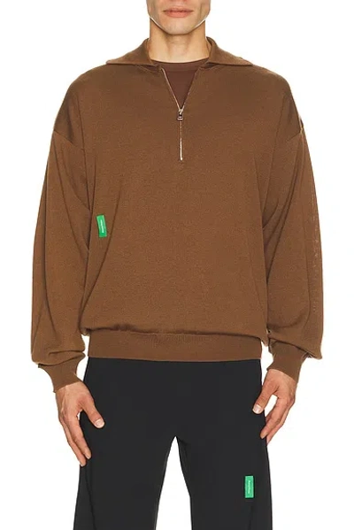 District Vision Merino Wool Quarter Zip Sweater In Brown