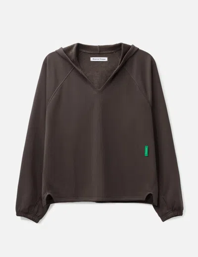 District Vision Open Neck French Terry Hoodie In Brown