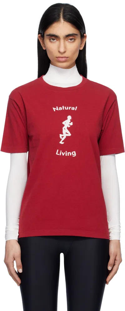 District Vision Red California Cotton T-shirt In Red Living