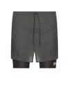 District Vision Ripstop Layered Trail Shorts In Charcoal & Slate Brown
