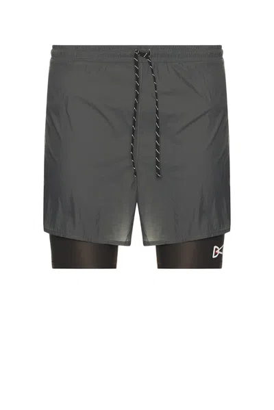 District Vision Ripstop Layered Trail Shorts In Charcoal/slate Brown