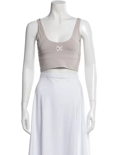 Pre-owned District Vision Scoop Neck Sleeveless Crop Top In Brown