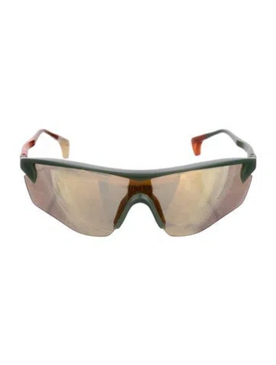 Pre-owned District Vision Shield Mirrored Sunglasses In Green