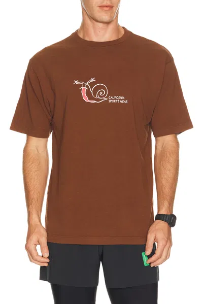 District Vision Snail California Cotton Tee In Brown