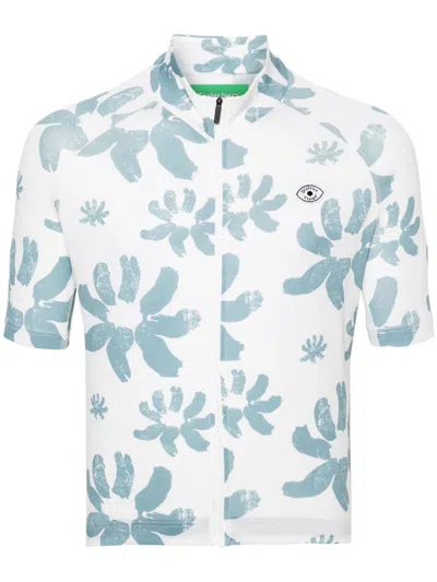 District Vision Floral-print Cycling Top In White