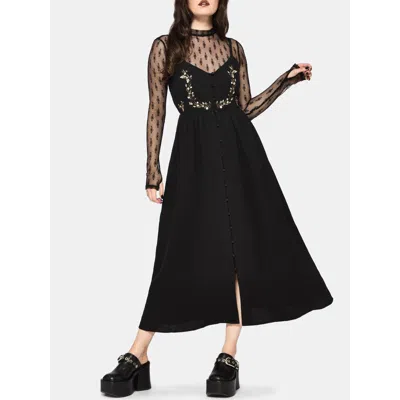 Disturbia Abundance Cotton Floral Dress In Black