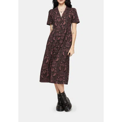 Disturbia Annabel Raven Print Midi Shirt Dress In Black
