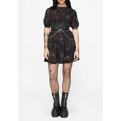 Disturbia Ashmire Woodland Moth Mini Dress In Black