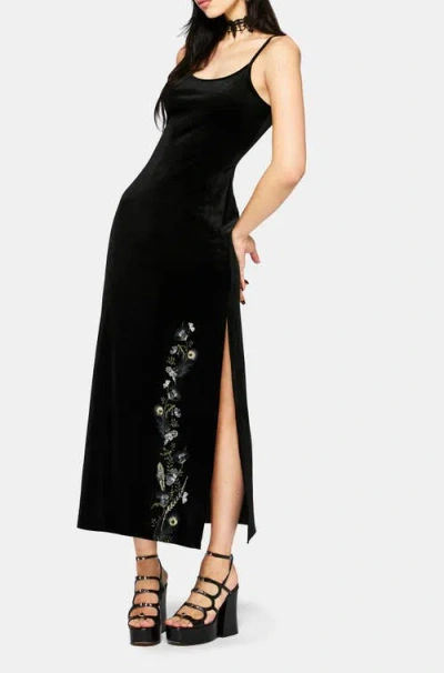 Disturbia Bluesow Velour Maxi Dress In Black