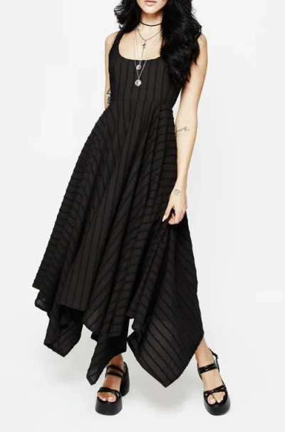 Disturbia Blythe Handkerchief Hem Maxi Dress In Black