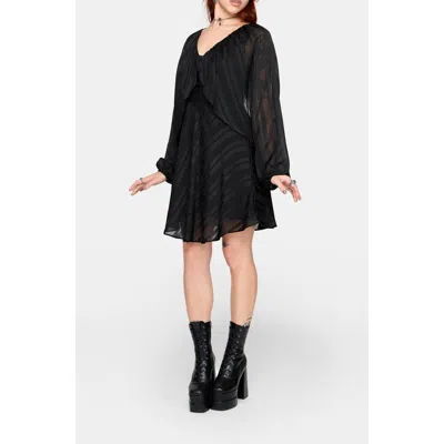 Disturbia Briella Chiffon Striped Midi Dress In Black