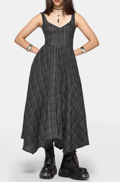Disturbia Caledon Check Gauze Maxi Dress In Black