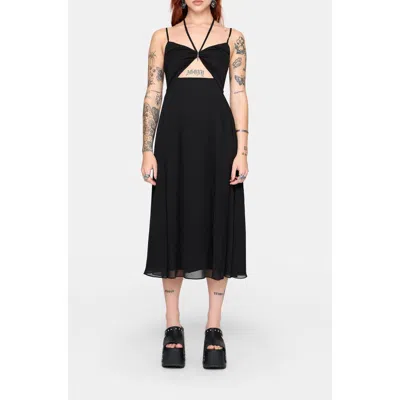 Disturbia Calla Keyhole Halterneck Midi Dress In Black