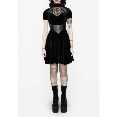 Disturbia Cameo High Neck Flocked Mini Dress In Black