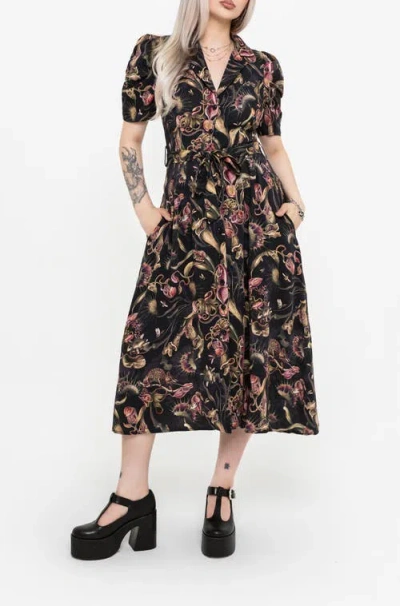 Disturbia Dionaea Button Up Midi Shirt Dress In Multi